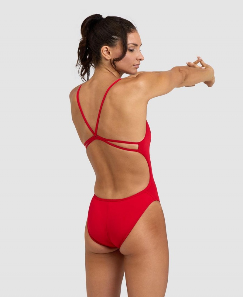 Arena Solid Spitze Back Badeanzug Rot Weiß | ALK85E-981