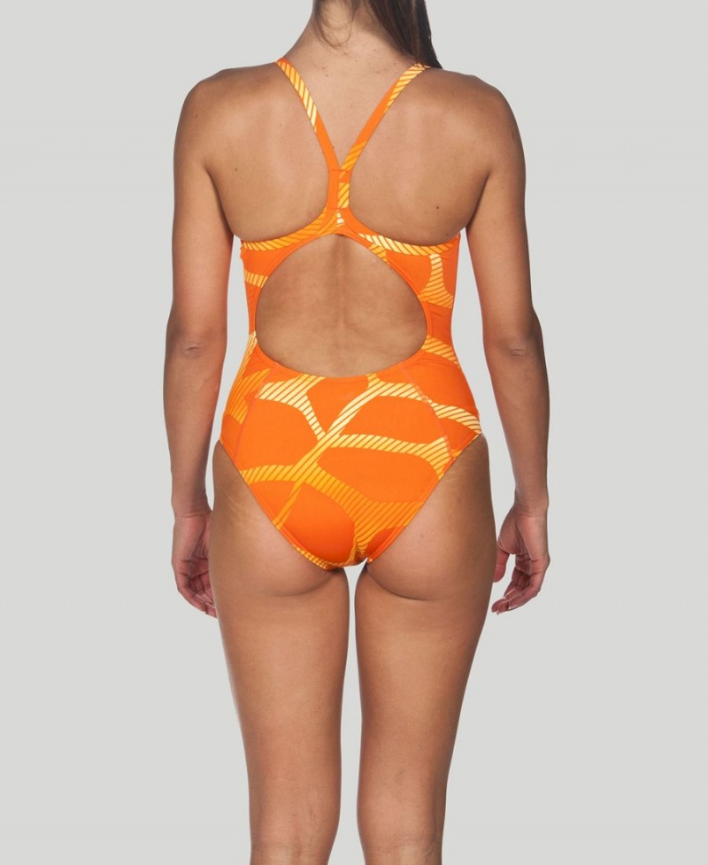 Arena Spider Light Drop Back Badeanzug Orange | CWM38X-340