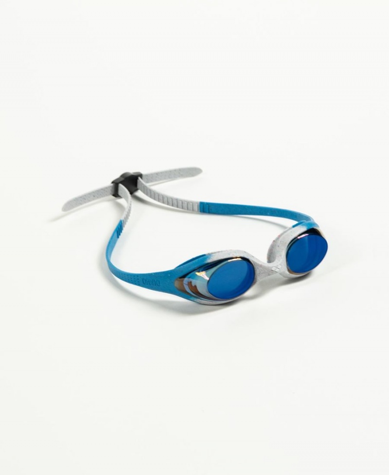 Arena Spider Youth Mirror Schwimmbrille Blau Grau | WWQ67D-288