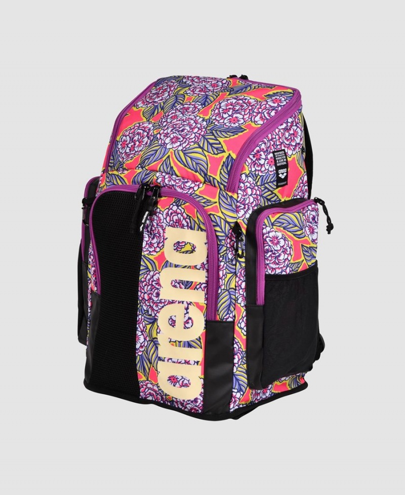 Arena Spiky III 45 Allover Print Rucksack Schwarz Lila Mehrfarbig | NXO99E-030