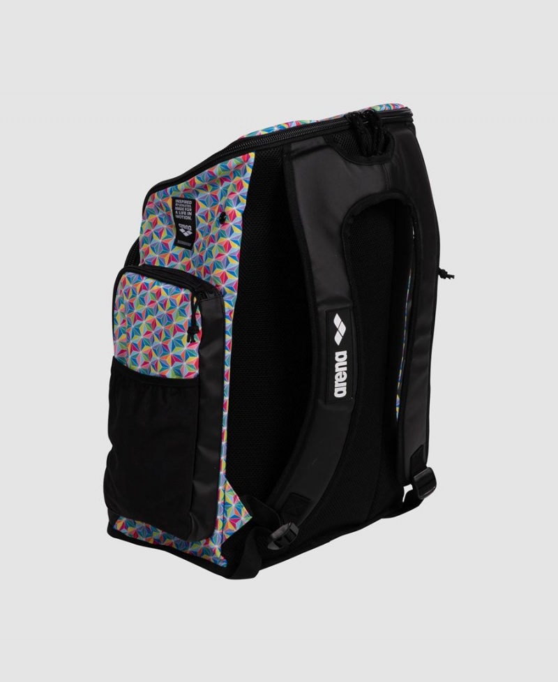 Arena Spiky III 45 Allover Print Rucksack Schwarz Blau Mehrfarbig | CUR00R-615