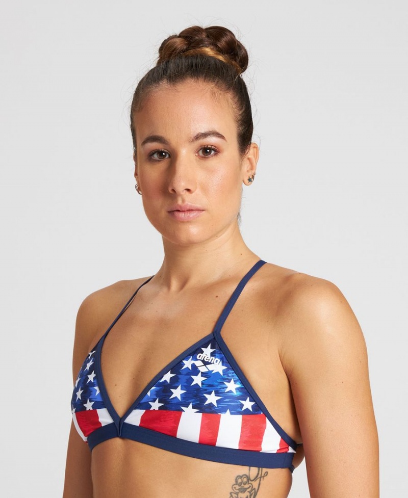 Arena Stars and Stripes Tie Back Bikinioberteil Navy Mehrfarbig | QWI47Q-289