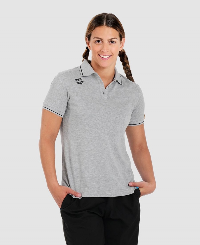 Arena Team Baumwoll Solid Poloshirt Grau | QNA40O-690