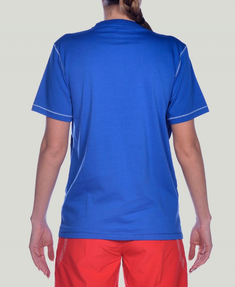 Arena Team Line Kurzes Sleeve T-Shirt Blau | ETU07B-389