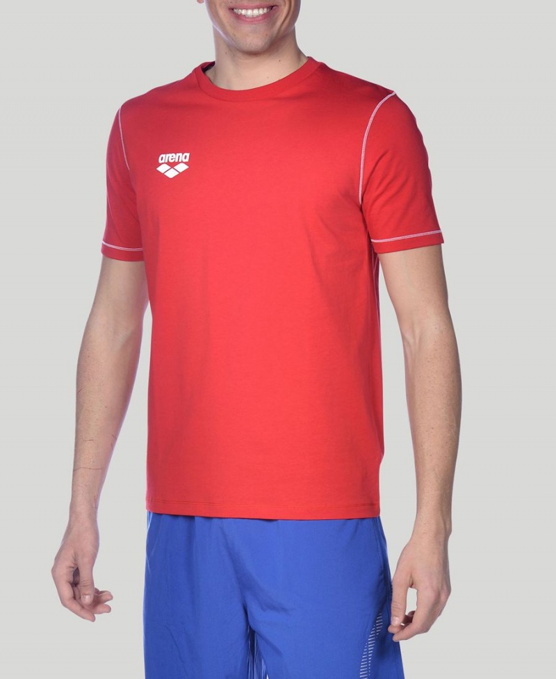 Arena Team Line Kurzes Sleeve T-Shirt Rot | VZG67Q-358