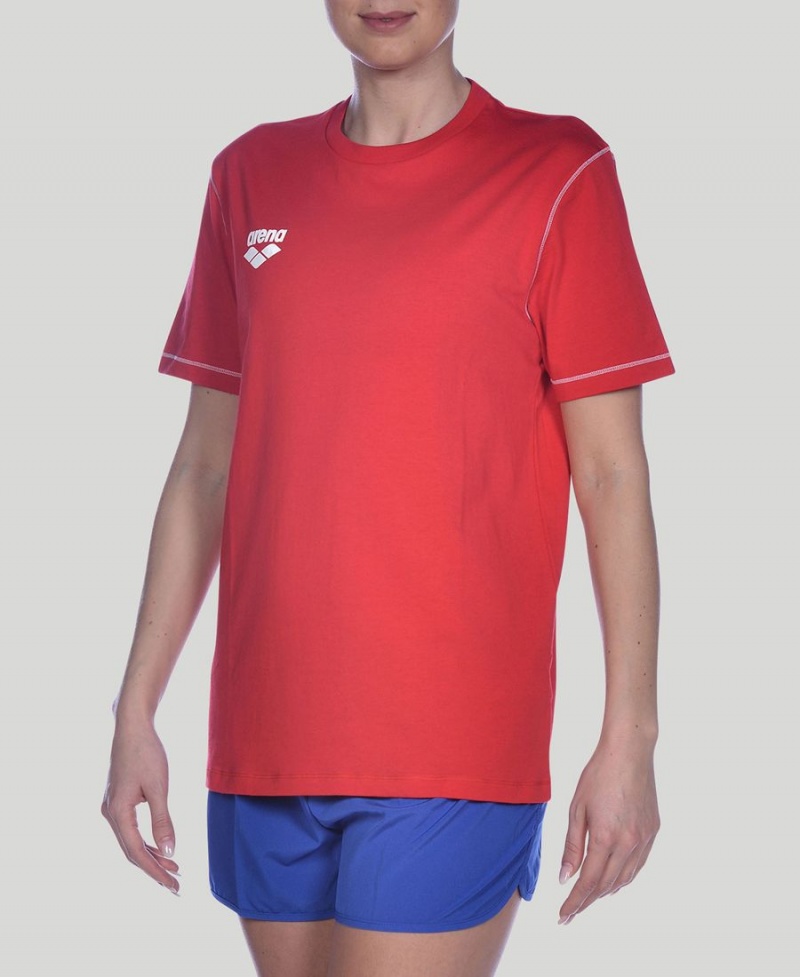 Arena Team Line Kurzes Sleeve T-Shirt Rot | VZG67Q-358