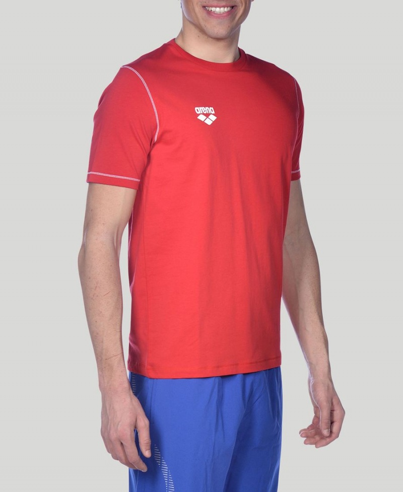 Arena Team Line Kurzes Sleeve T-Shirt Rot | VZG67Q-358