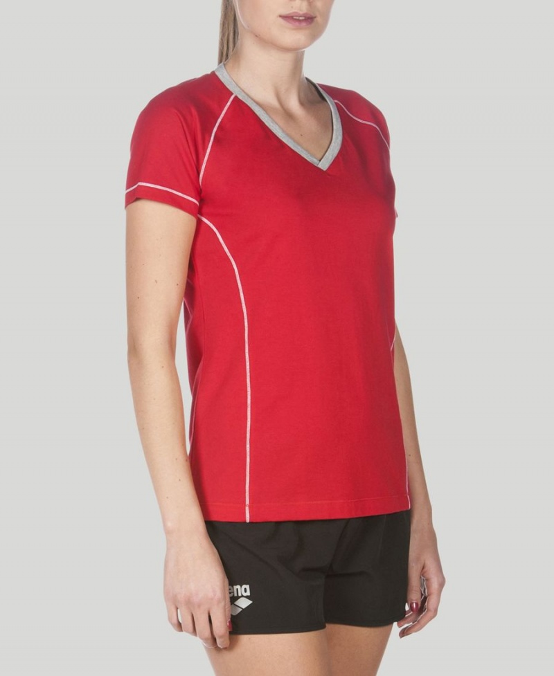 Arena Team Line Kurzes Sleeve T-Shirt Rot | OFF67U-073