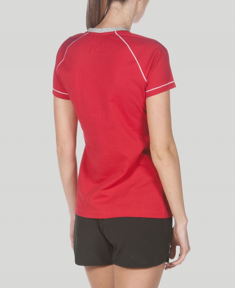 Arena Team Line Kurzes Sleeve T-Shirt Rot | OFF67U-073