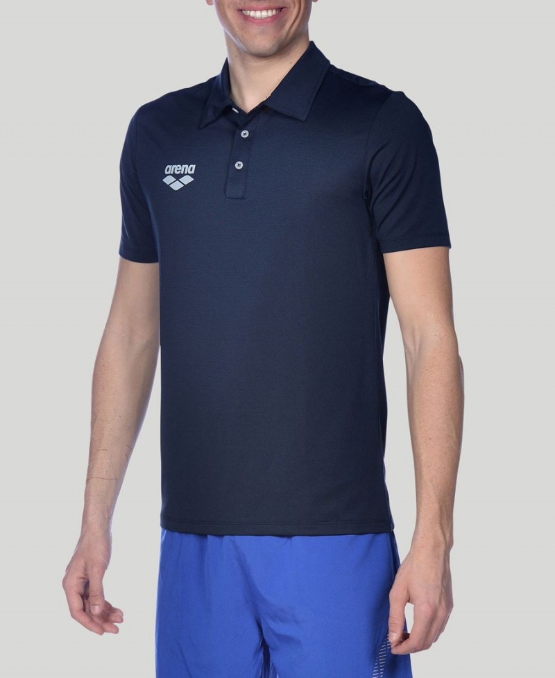 Arena Team Line Tech Kurzes Sleeve Poloshirt Navy | PYM62A-135