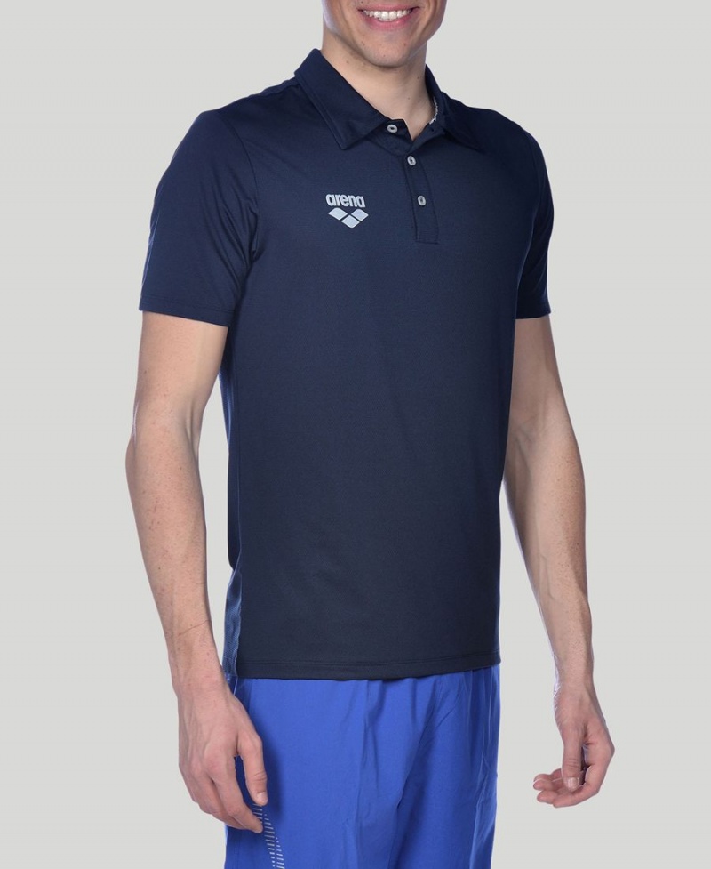 Arena Team Line Tech Kurzes Sleeve Poloshirt Navy | PYM62A-135