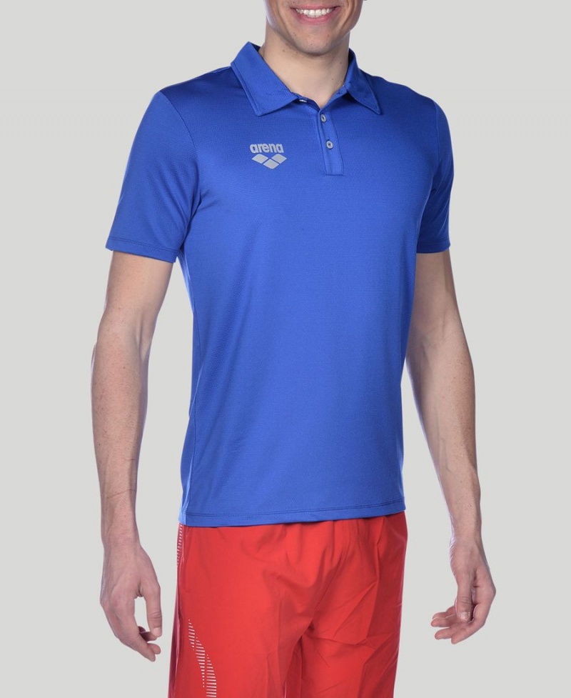 Arena Team Line Tech Kurzes Sleeve Poloshirt Blau | UNQ69U-800