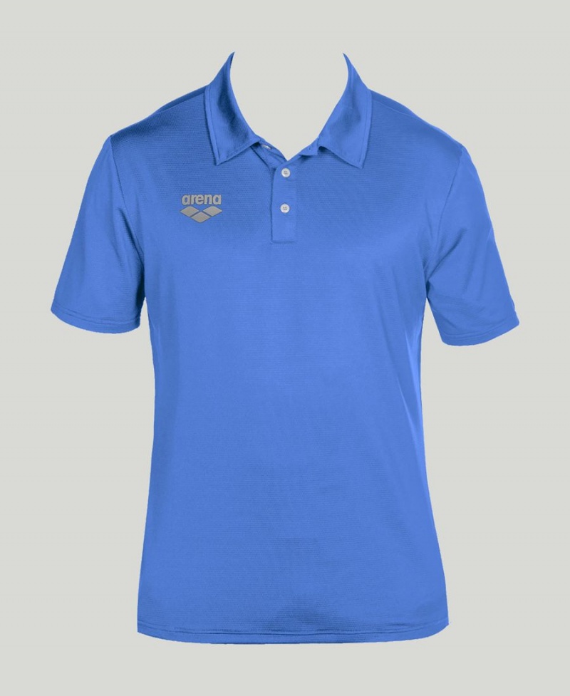 Arena Team Line Tech Kurzes Sleeve Poloshirt Blau | UNQ69U-800