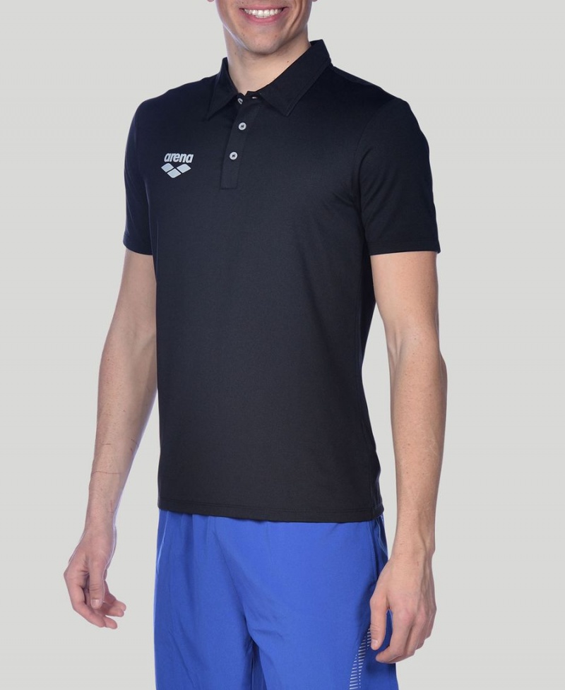 Arena Team Line Tech Kurzes Sleeve Poloshirt Schwarz | HVI88W-332