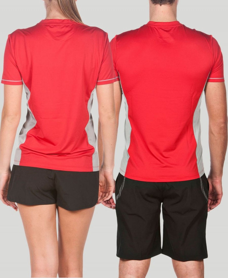 Arena Team Line Tech Kurzes Sleeve T-Shirt Rot | EWL82D-177