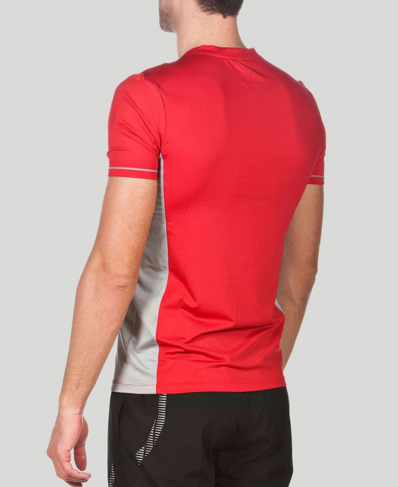 Arena Team Line Tech Kurzes Sleeve T-Shirt Rot | EWL82D-177