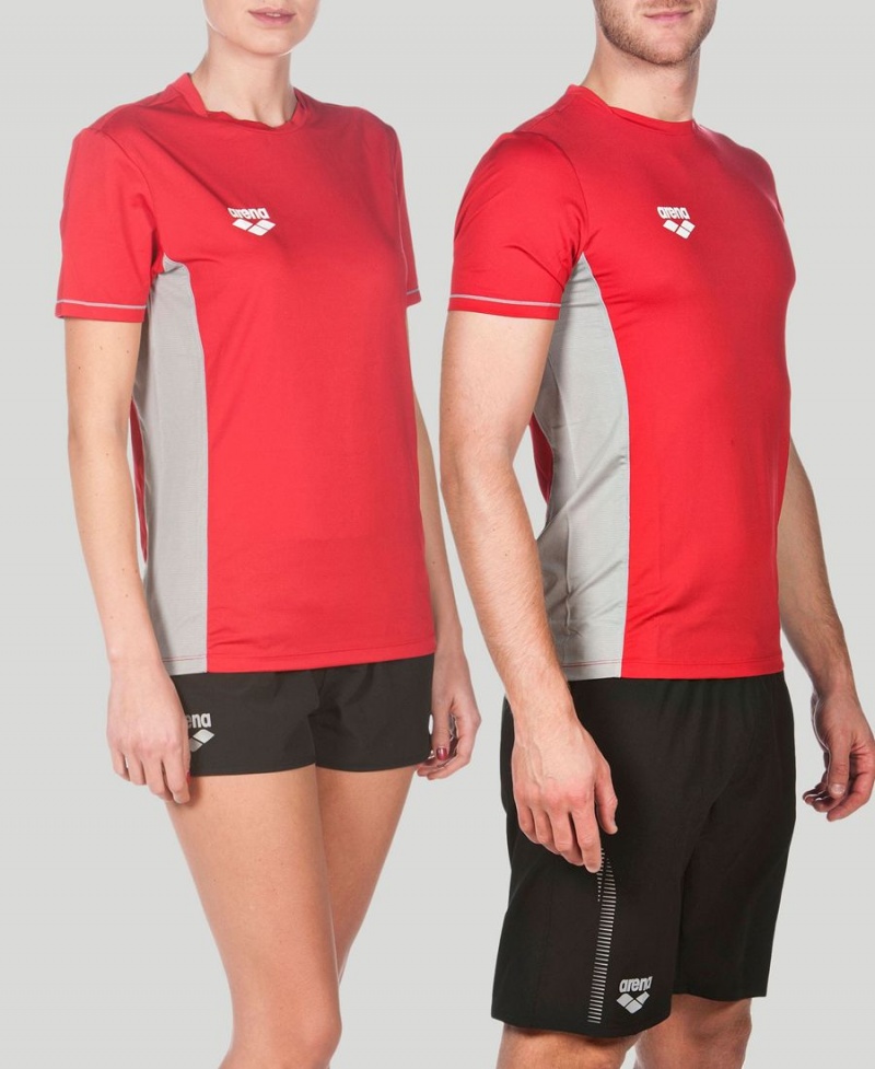 Arena Team Line Tech Kurzes Sleeve T-Shirt Rot | EWL82D-177