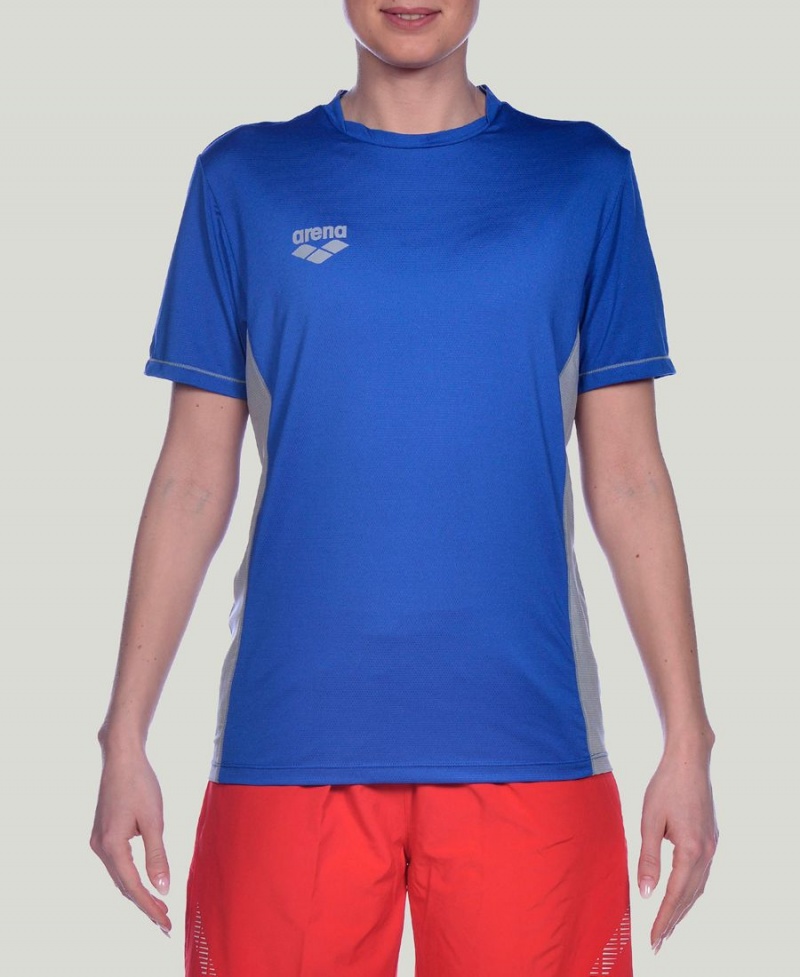 Arena Team Line Tech Kurzes Sleeve T-Shirt Blau | IQY00K-248