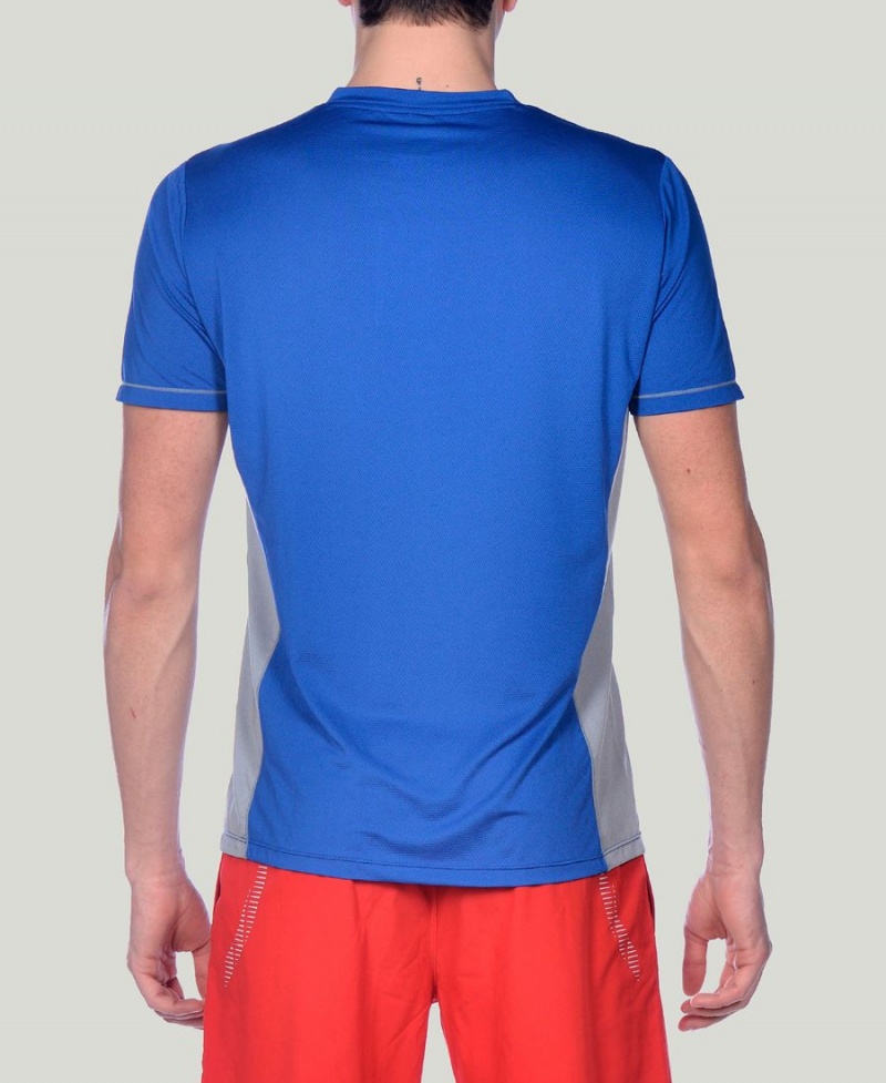 Arena Team Line Tech Kurzes Sleeve T-Shirt Blau | IQY00K-248