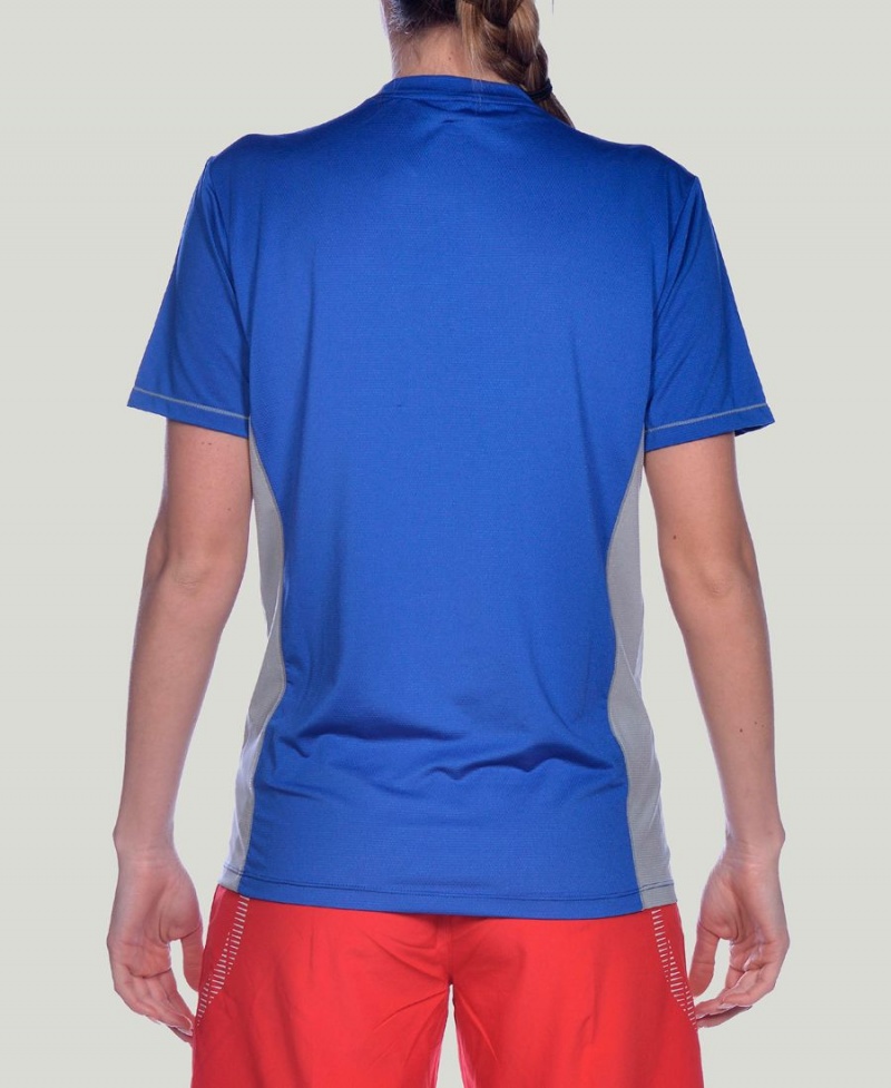 Arena Team Line Tech Kurzes Sleeve T-Shirt Blau | IQY00K-248