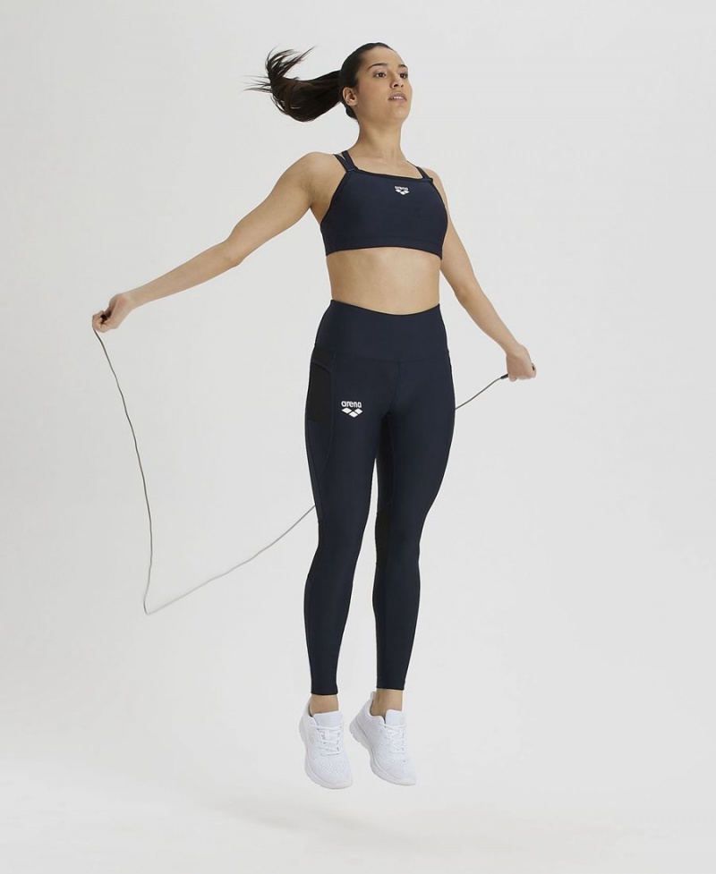 Arena Team Long Panel Leggings Navy | WLT19X-560