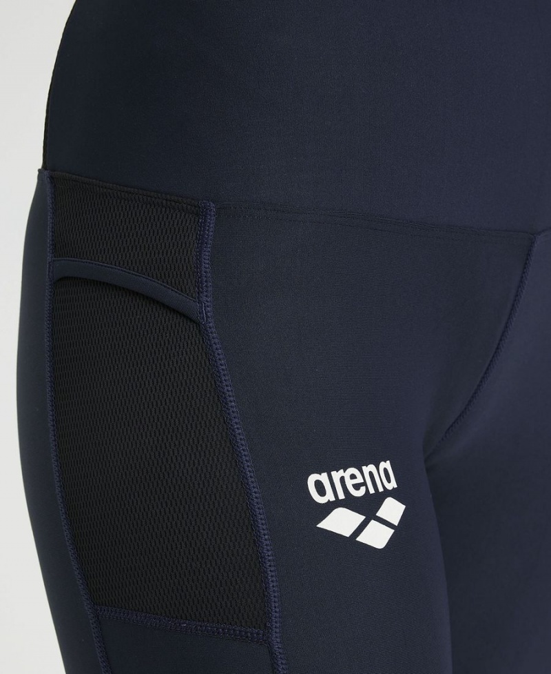 Arena Team Long Panel Leggings Navy | WLT19X-560