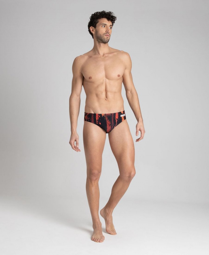 Arena Team Painted Stripes Schwimmhose Schwarz Rot | JKV15X-945