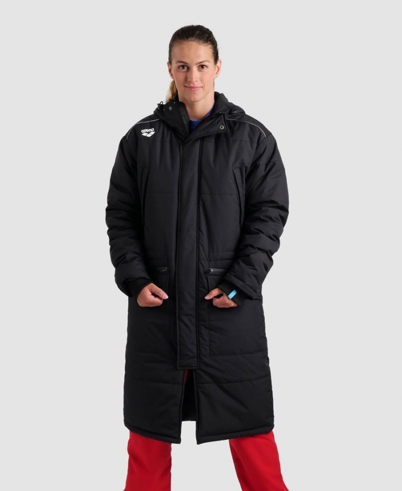 Arena Team Parka Solid Jacke Schwarz | CKQ38B-110