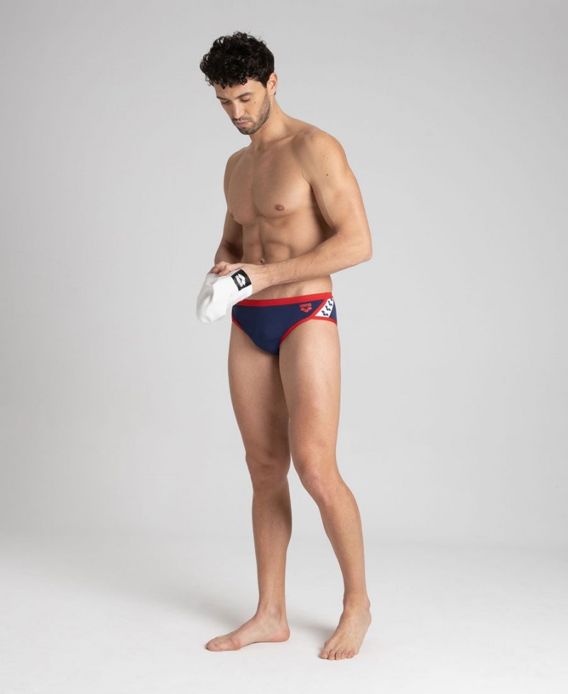 Arena Team Stripe Schwimmhose Navy Rot | ZJC95L-127