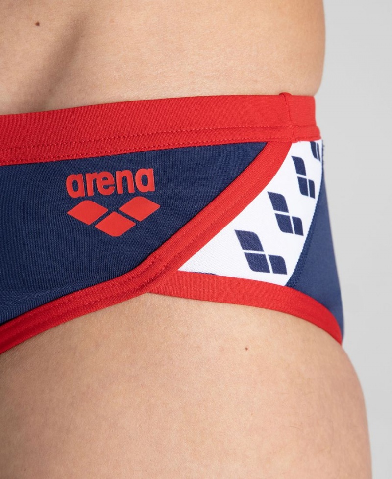 Arena Team Stripe Schwimmhose Navy Rot | ZJC95L-127