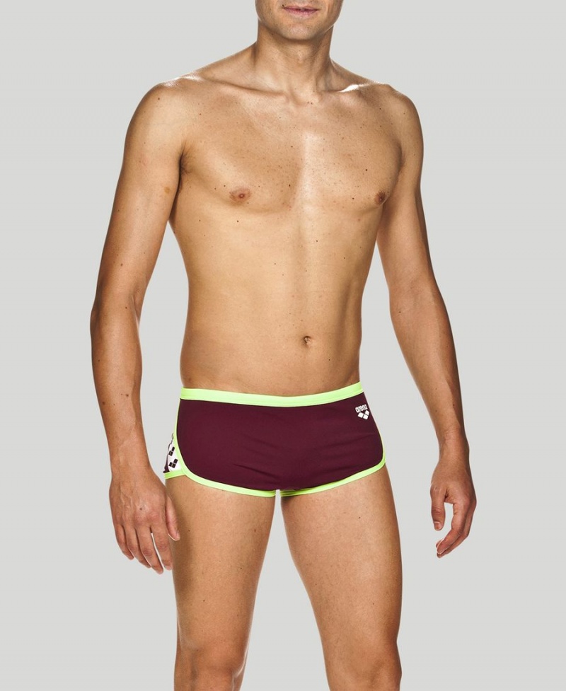 Arena Team Stripe Square Schwimmhose Bordeaux Grün | YYE43I-156