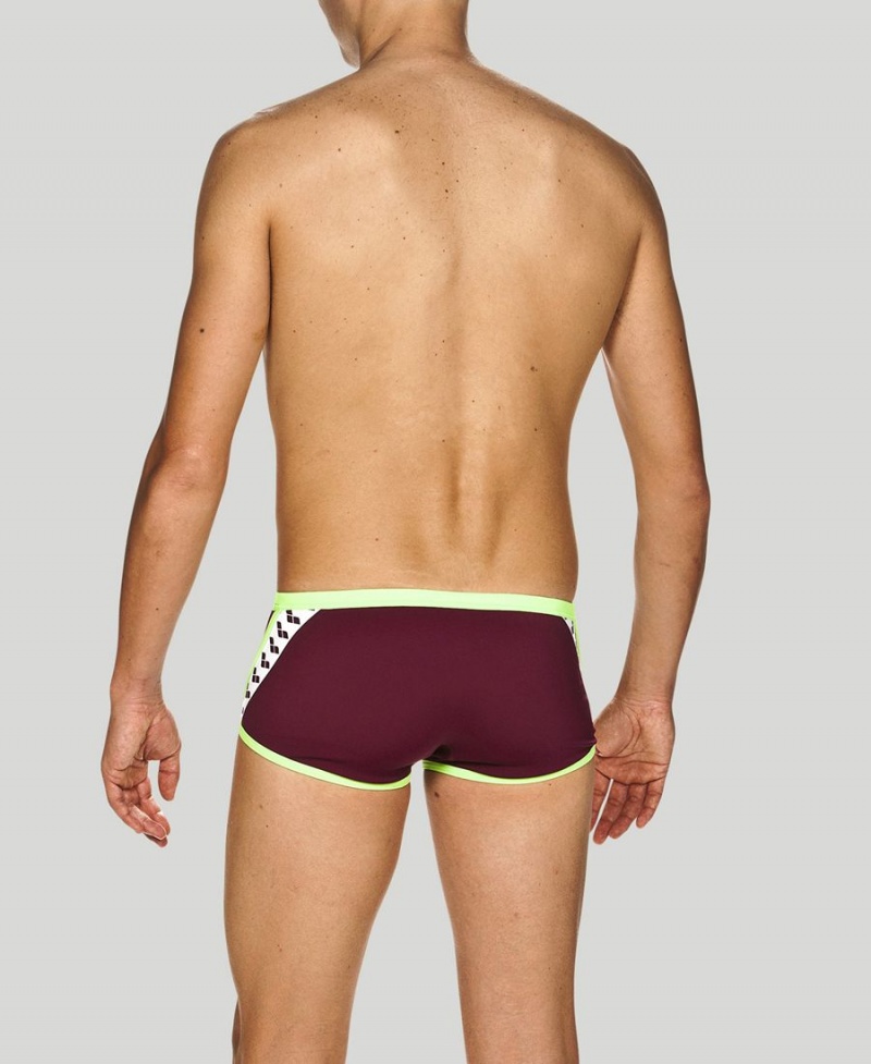 Arena Team Stripe Square Schwimmhose Bordeaux Grün | YYE43I-156