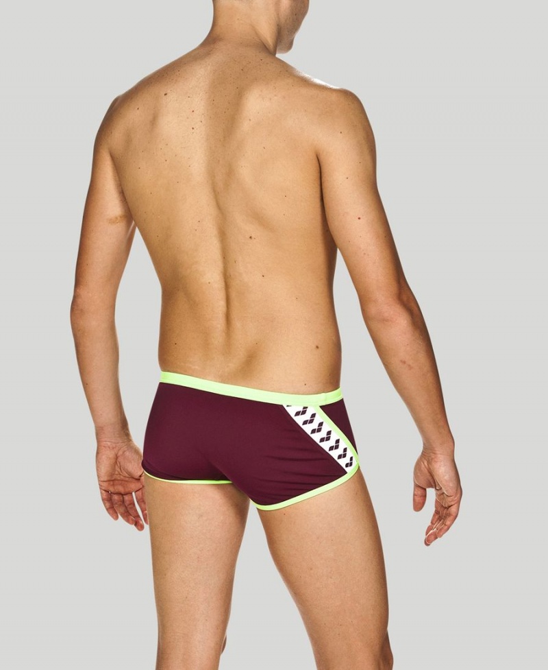 Arena Team Stripe Square Schwimmhose Bordeaux Grün | YYE43I-156