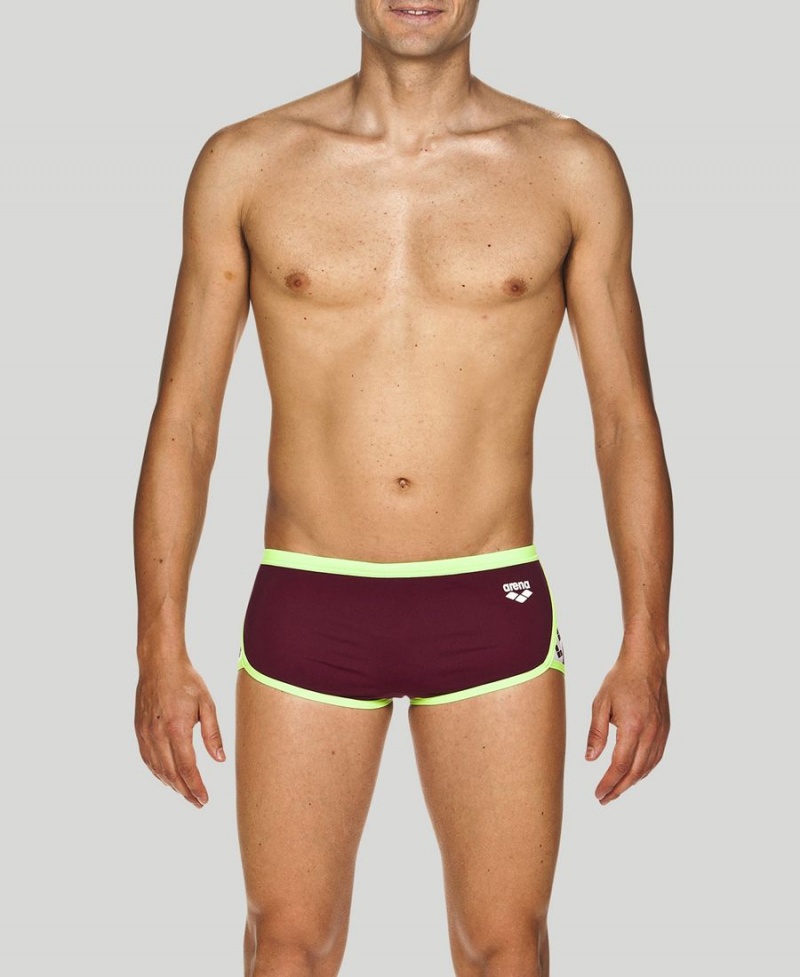 Arena Team Stripe Square Schwimmhose Bordeaux Grün | YYE43I-156