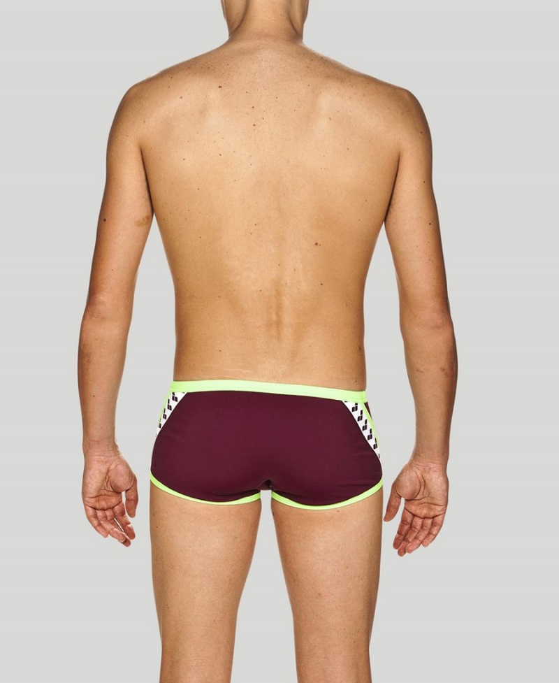 Arena Team Stripe Square Schwimmhose Bordeaux Grün | YYE43I-156