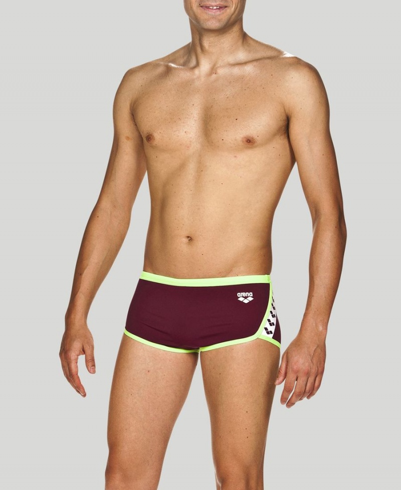 Arena Team Stripe Square Schwimmhose Bordeaux Grün | YYE43I-156