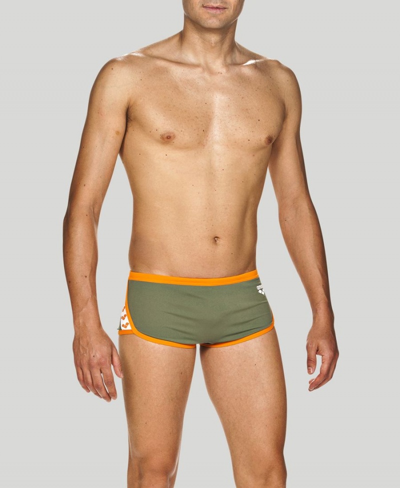 Arena Team Stripe Square Schwimmhose Grün Orange | WRW24T-333