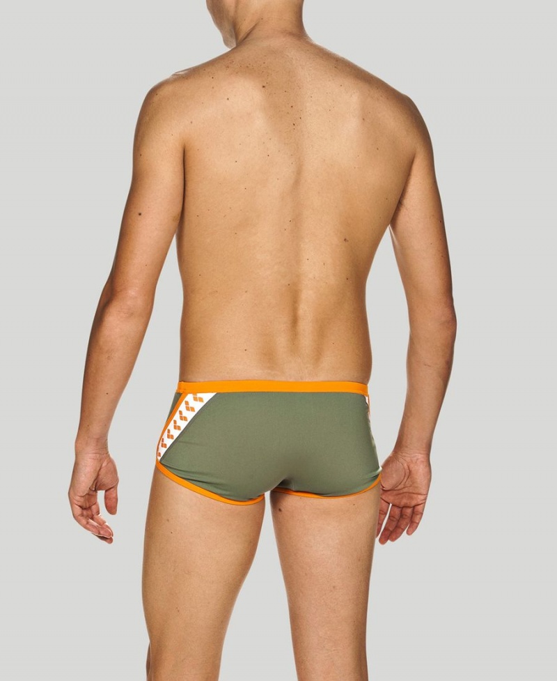 Arena Team Stripe Square Schwimmhose Grün Orange | WRW24T-333