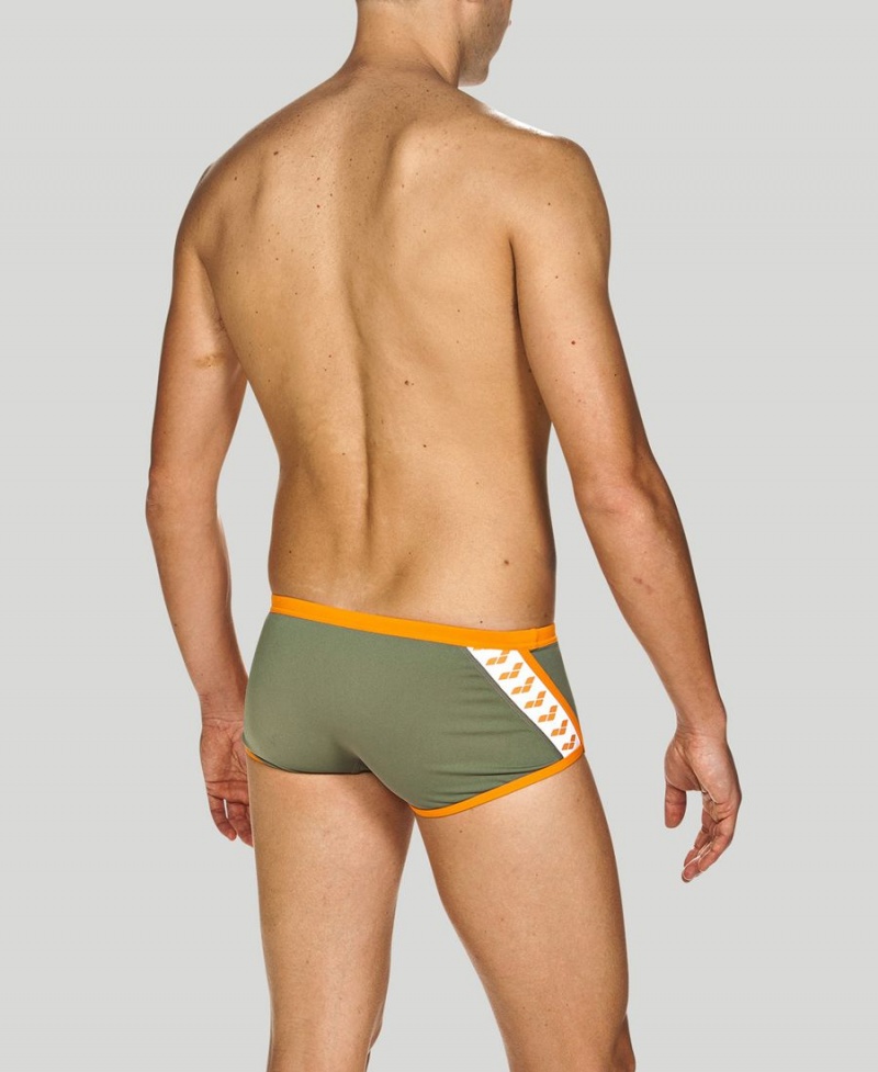 Arena Team Stripe Square Schwimmhose Grün Orange | WRW24T-333