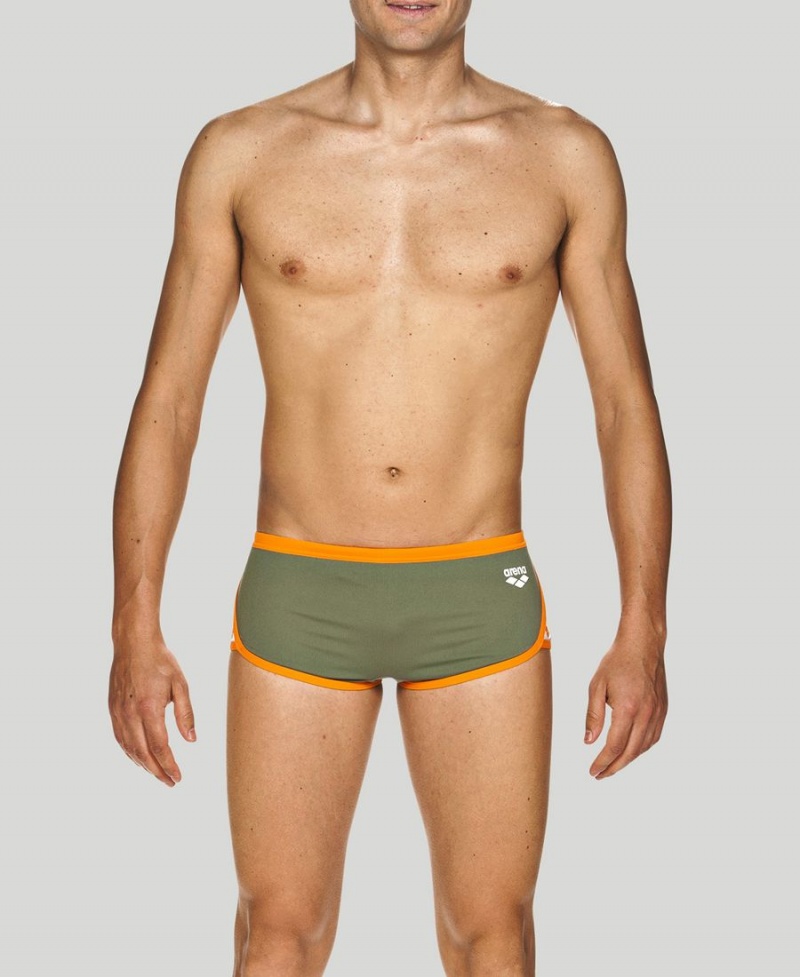 Arena Team Stripe Square Schwimmhose Grün Orange | WRW24T-333