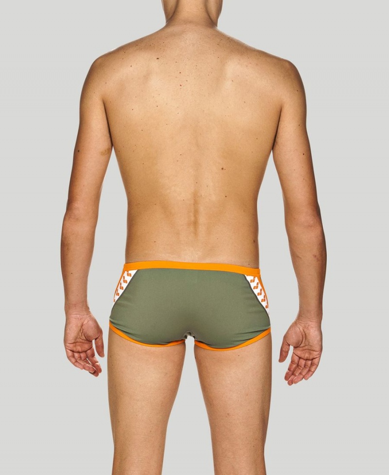 Arena Team Stripe Square Schwimmhose Grün Orange | WRW24T-333