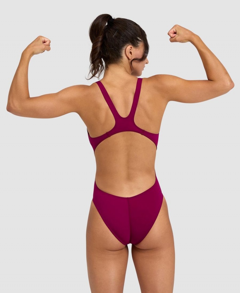 Arena Team Swim Tech Solid Badeanzug Bordeaux Weiß | FFB69V-471