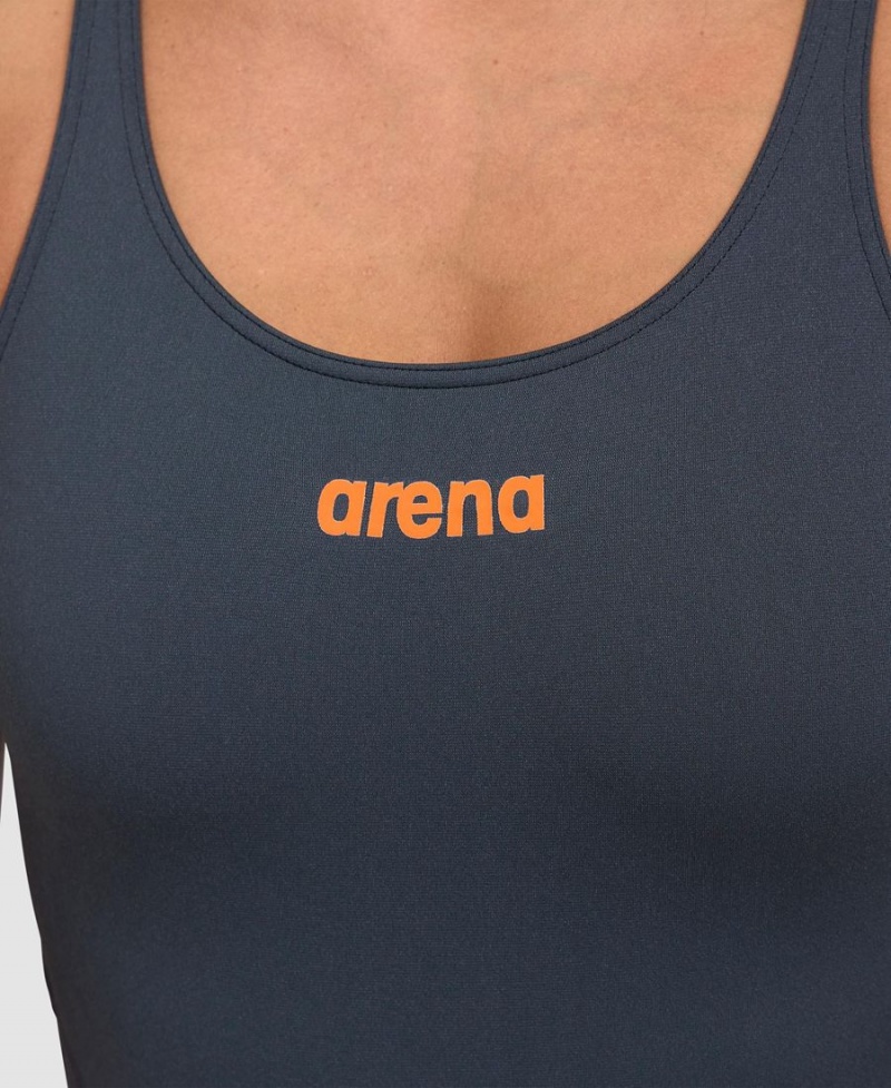 Arena Team Swim Tech Solid Badeanzug Grau Schwarz | TDG05O-102