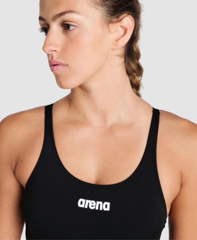 Arena Team Swim Tech Solid Badeanzug Schwarz Weiß | NYW34R-750