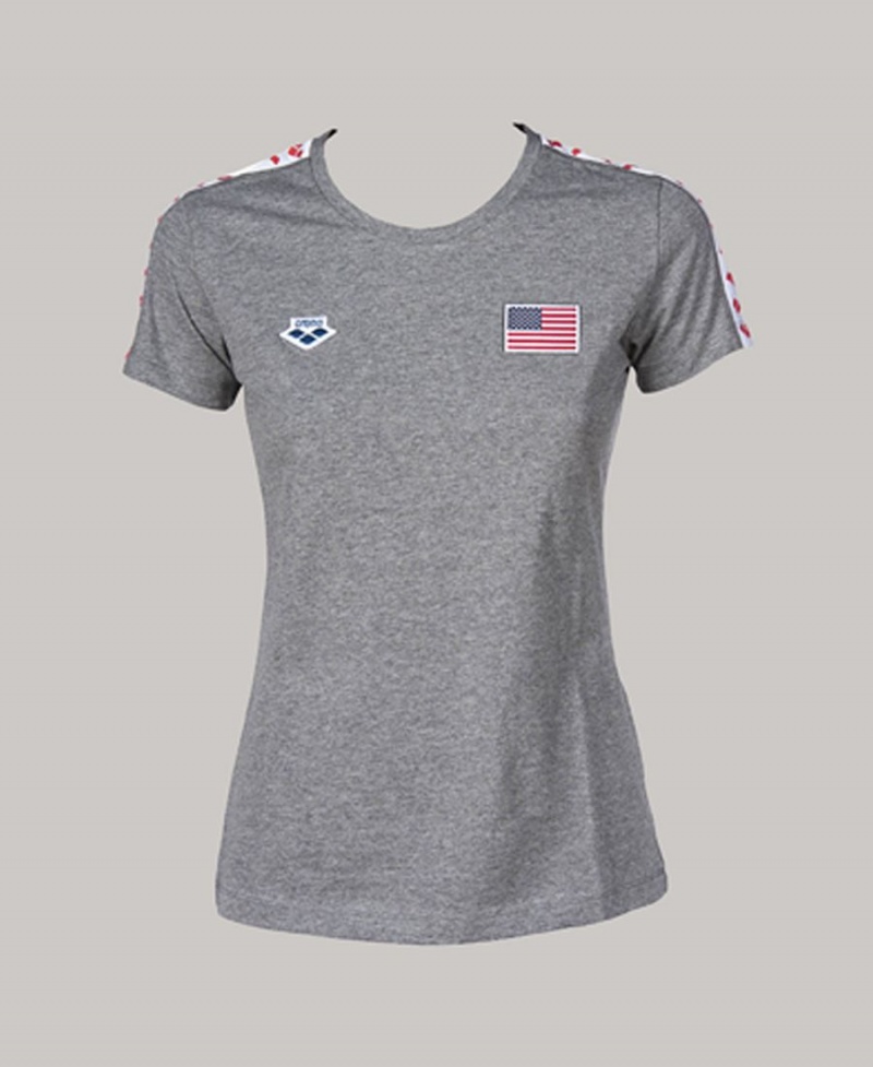 Arena Team USA T-Shirt Grau | YZA38F-924