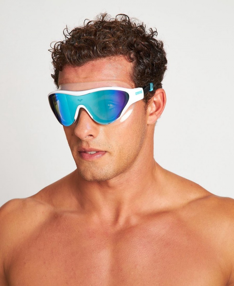 Arena The One Mirror Mask Schwimmbrille Blau Weiß Schwarz | JVI02J-707