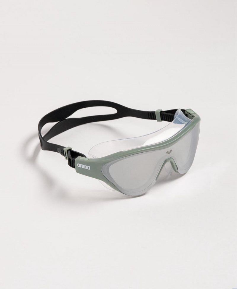 Arena The One Mirror Mask Schwimmbrille Silber Grün Schwarz | OOD70G-336