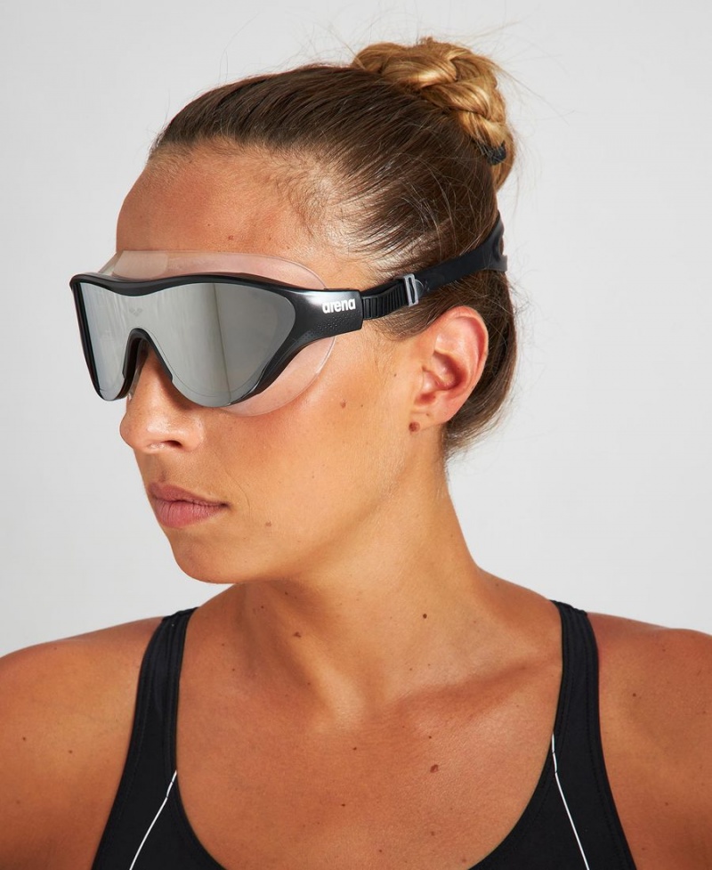 Arena The One Mirror Mask Schwimmbrille Silber Schwarz | VUI80S-548