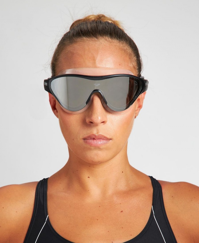 Arena The One Mirror Mask Schwimmbrille Silber Schwarz | VUI80S-548