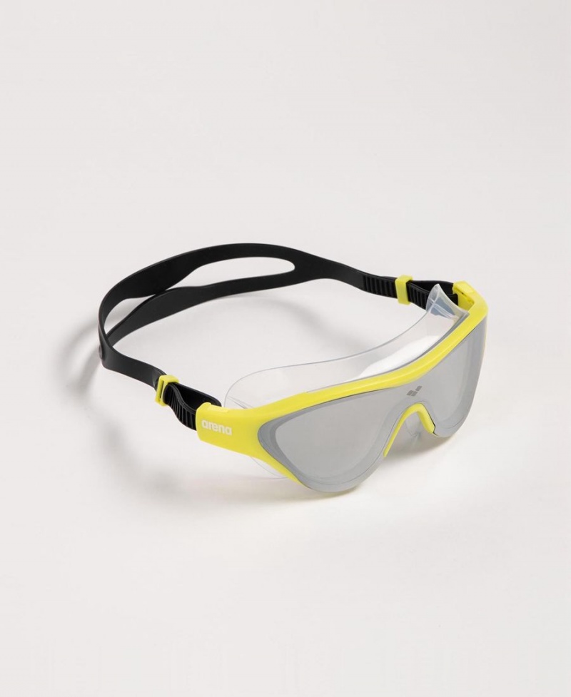 Arena The One Mirror Mask Schwimmbrille Silber Gelb Schwarz | FNQ56E-546